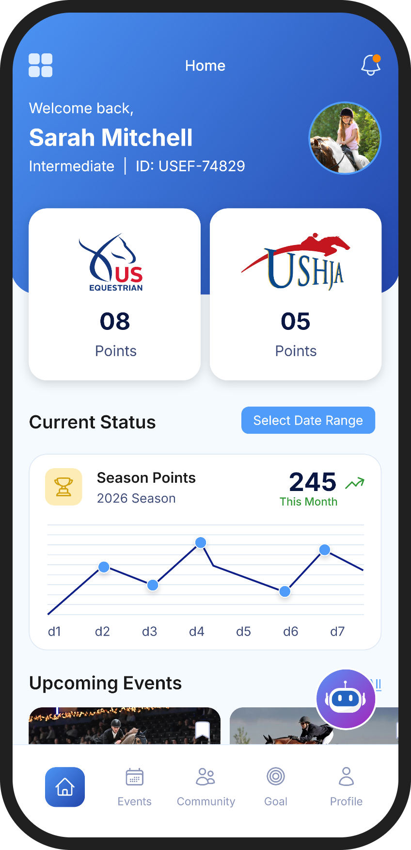 EQ NAV rider home dashboard